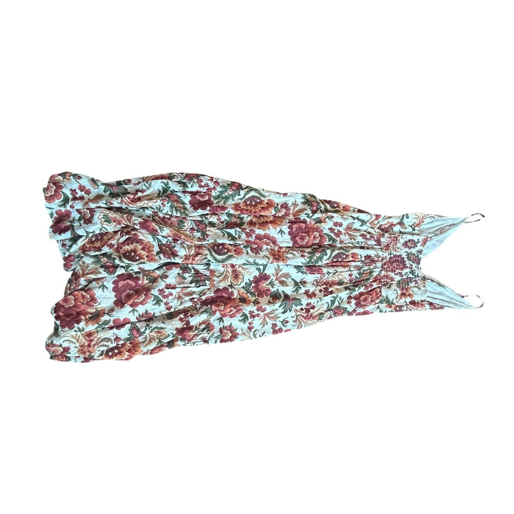 Abercrombie & Fitch Floral Linen Blend Maxi Dress Small Cream Red Button Front - Picture 9 of 10